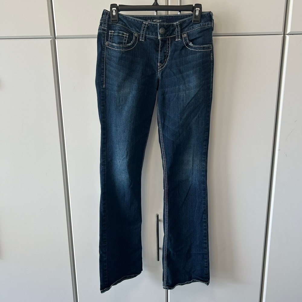 Silver Jeans Co Suki Mid Slim Boot Dark‎ Wash Fluid Denim W29 L33 L93606SAI461